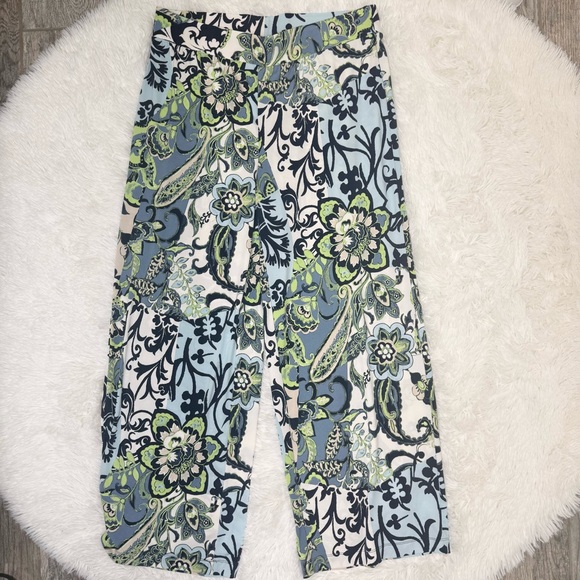 Chico's 1 pull on wide leg stretchy pants boho floral paisley - Picture 7 of 11
